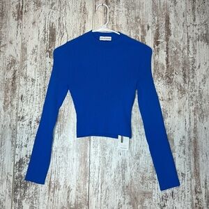 Scanlan Theodore Blue Ribbed Long Sleeve Top